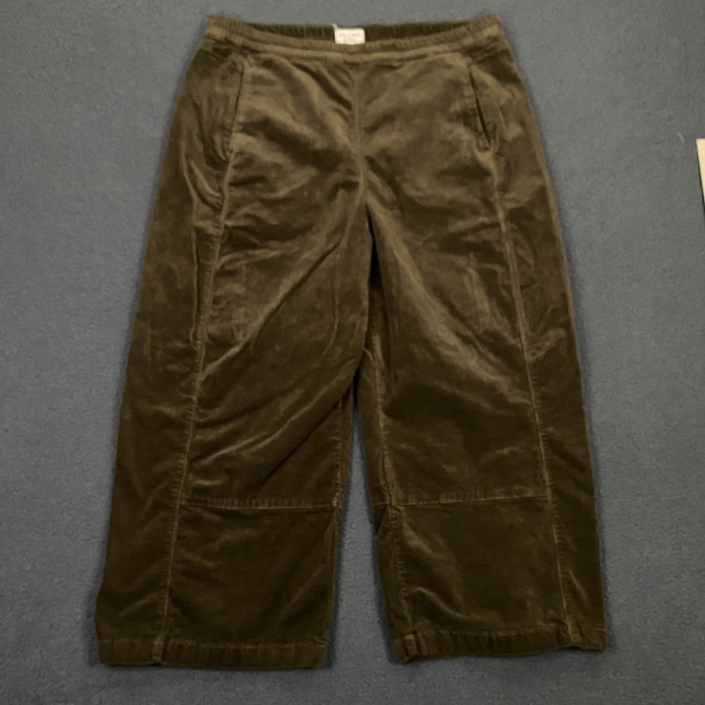 Pilcro Wide-Leg Velvet Crop Pants in Olive Brown